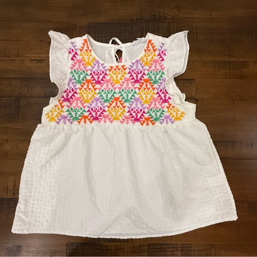 THML Embroidered Ruffled Tank womens Small‎